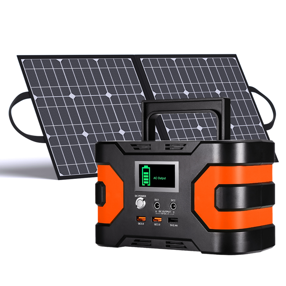 200W Peak Power Station, Flashfish CPAP Battery 166Wh 45000mAh Backup Power Pack  With 50W 18V Portable Solar Panel