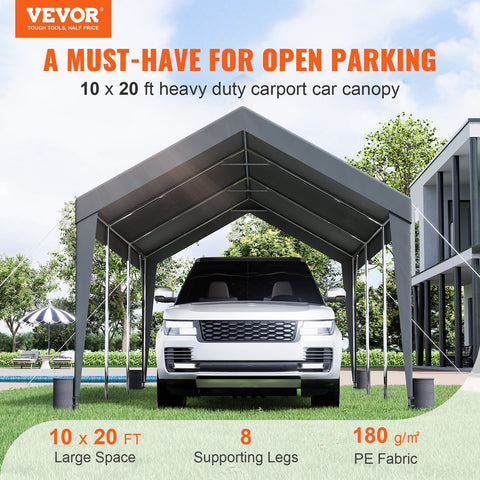 VEVOR Carport, Heavy Duty 10 x 20ft Car Canopy