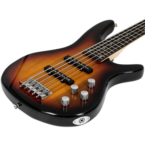 Glarry GIB Electric 5 String Bass Guitar Sunset Color