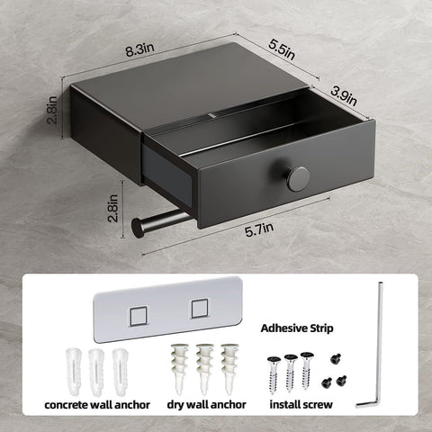 Toilet Paper Holder with Shelf & Storage