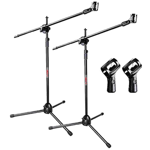 5 Core 360° Rotating Microphone Stand Dual Mic Clip Boom Arm Foldable Tripod MS DBL