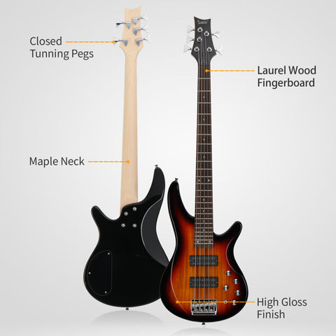 Laurel Wood Fingerboard Electric Bass Guitar