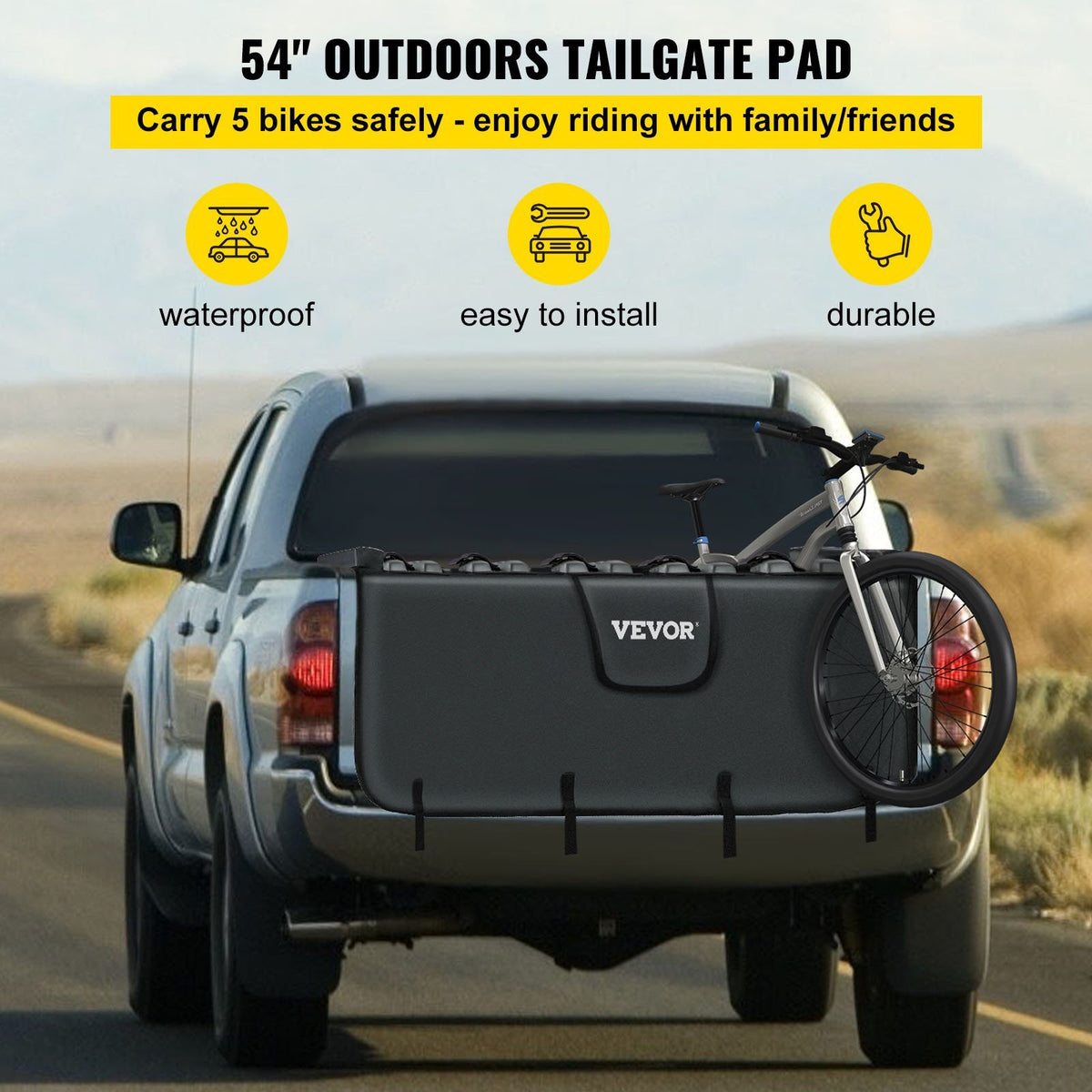 VEVOR Tailgate Pad for Bikes, Tailgate Protection Cover Carries UP to 5 Mountain Bikes