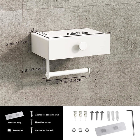 Toilet Paper Holder with Shelf & Storage