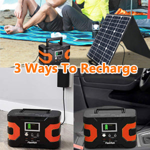 200W Peak Power Station, Flashfish CPAP Battery 166Wh 45000mAh Backup Power Pack  With 50W 18V Portable Solar Panel