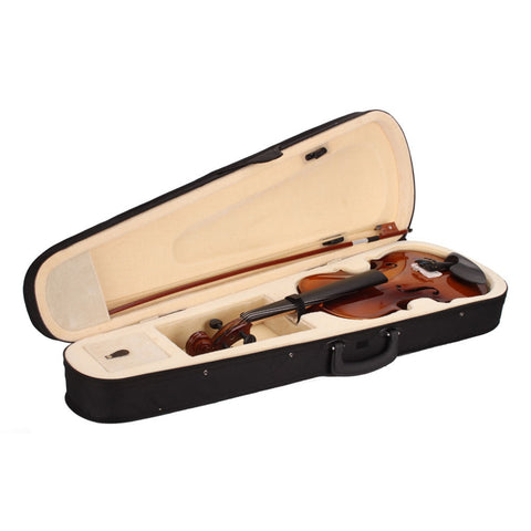 New 4/4 Acoustic Violin Case with Bow Rosin Color Natural