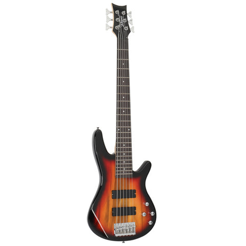 Glarry Full Size GIB 6 String H-H Pickup Electric Bass Guitar Sunset Color