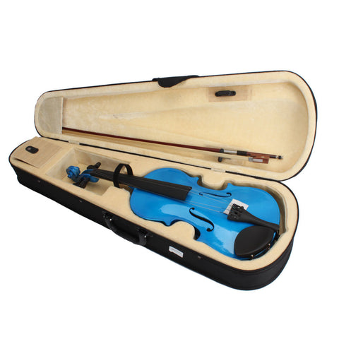 New 4/4 Acoustic Violin Case Bow Rosin Dark Blue